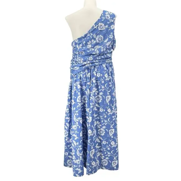 Abercrombie & Fitch Floral Blue White Cut Out One Shoulder Maxi Dress XXLP NEW - Picture 6 of 10